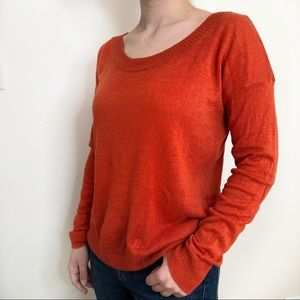 Orange Lightweight Soft Textured Linen Sweater M